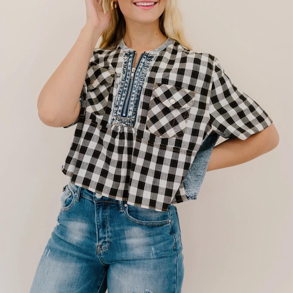 Everything is Good Plaid crop top